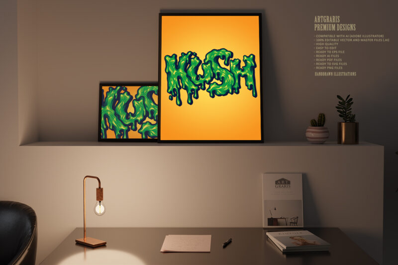 Kush Typeface Melting vector illustrations