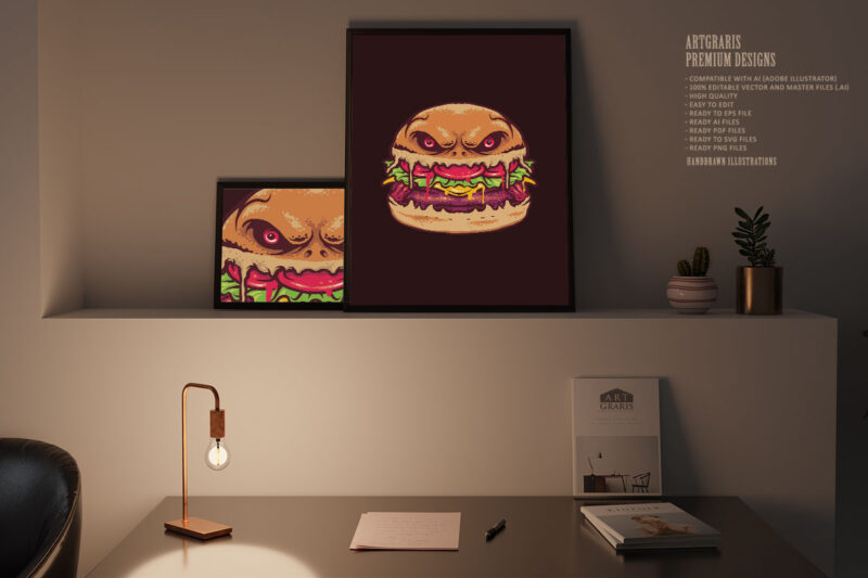 Monster burger terror illustration