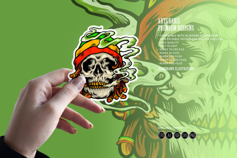 Weed Skull Smoke Cannabis Jamaican Hat