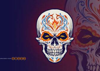 Sugar skull Dia de Los Muertos Tattoo Illustrations