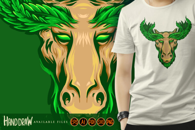 Deer with Marijuana Leaf Antlers Logo Mascot