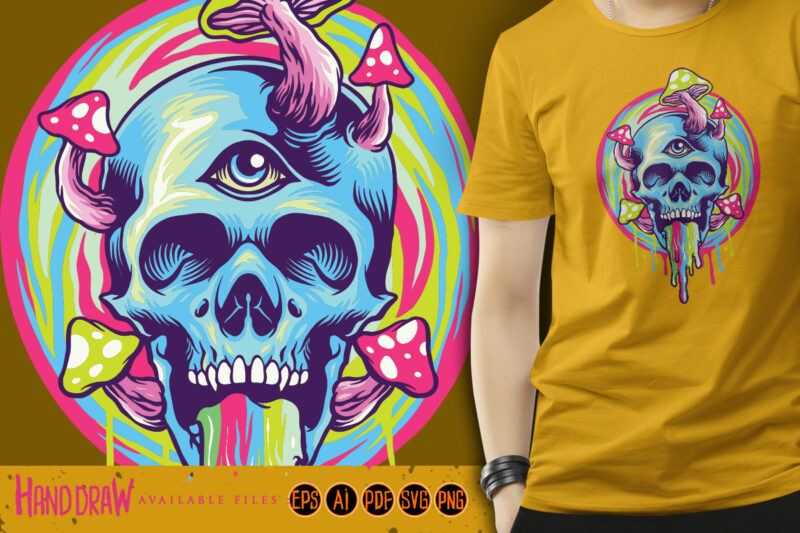 Trippy skull and magic mushroom