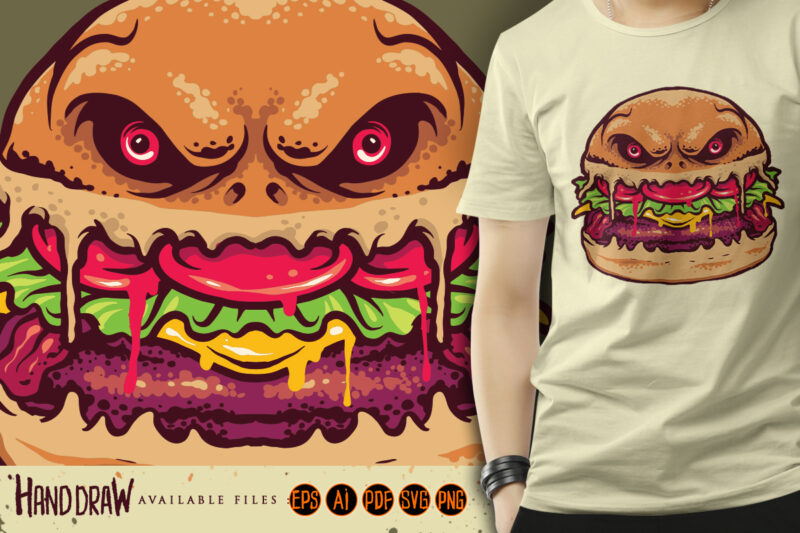 Monster burger terror illustration