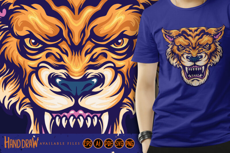 Angry Tiger head illustration