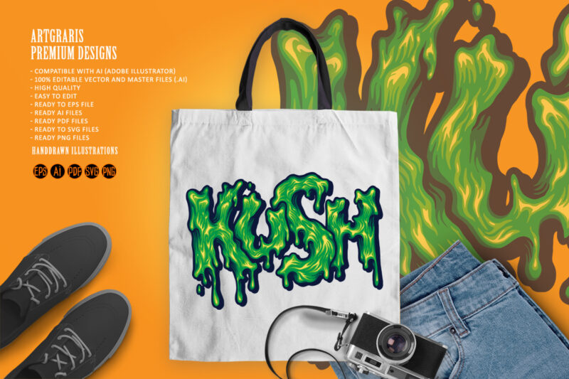 Kush Typeface Melting vector illustrations