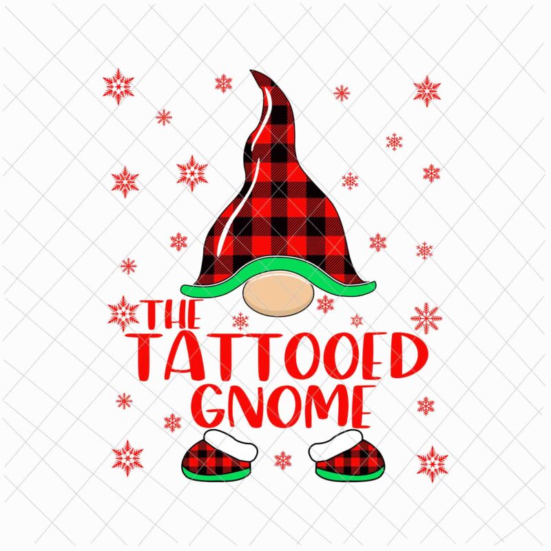 The Tattooed Gnome Svg, Gnome Buffalo Plaid Christmas Svg, Christmas Gnomies Svg, Funny Christmas