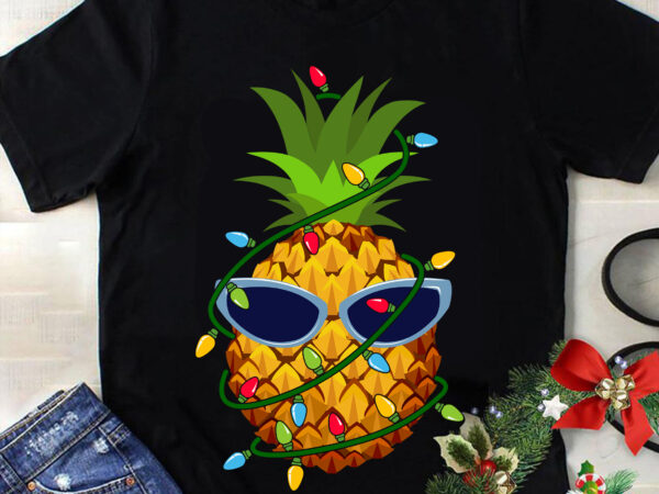 Pineapple christmas tree lights svg, pineapple christmas svg, christmas svg, tree christmas svg, tree svg, santa svg, merry christmas sv t shirt illustration