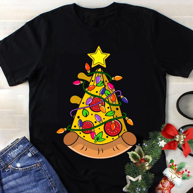 Pizza Christmas Tree Lights Svg, Pizza Christmas Svg, Christmas Svg ...