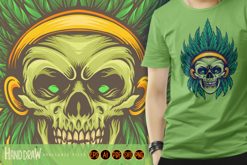 Weed Skull Indian Cannabis Leaf Sublimation