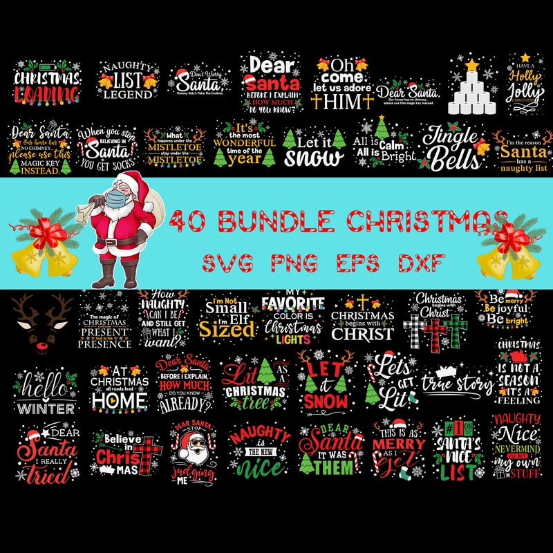 40 Christmas bundle svg, christmas svg, snow svg, santa svg, merry ...