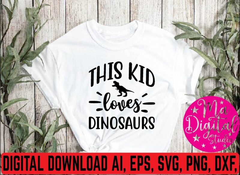 this kid loves dinosaurs graphic t shirt