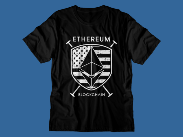 Crypto ethereum t shirt design svg graphic vector, eth cryptocurrency logo