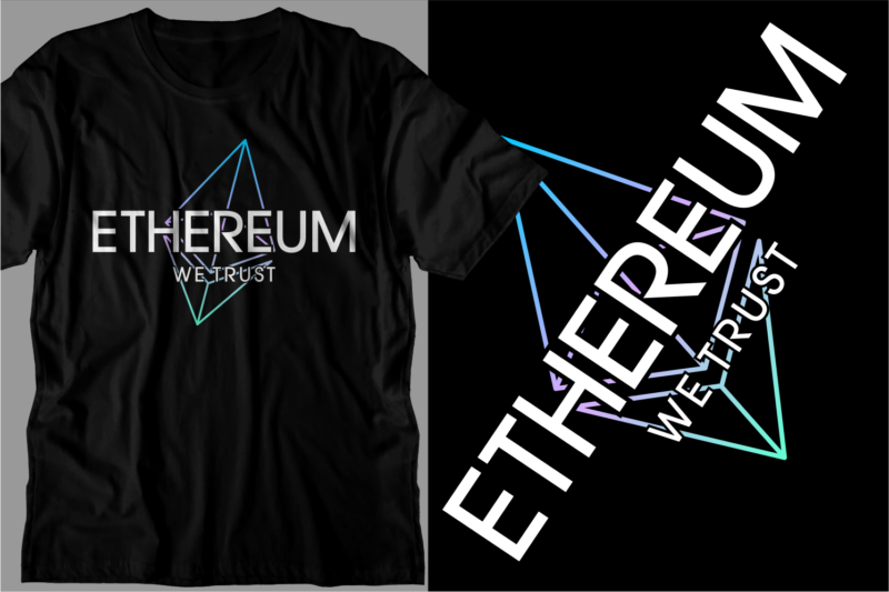 crypto ethereum t shirt design svg graphic vector, eth cryptocurrency logo