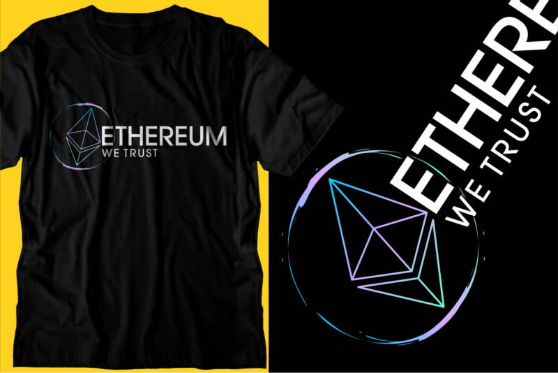 crypto ethereum t shirt design svg graphic vector, eth cryptocurrency logo