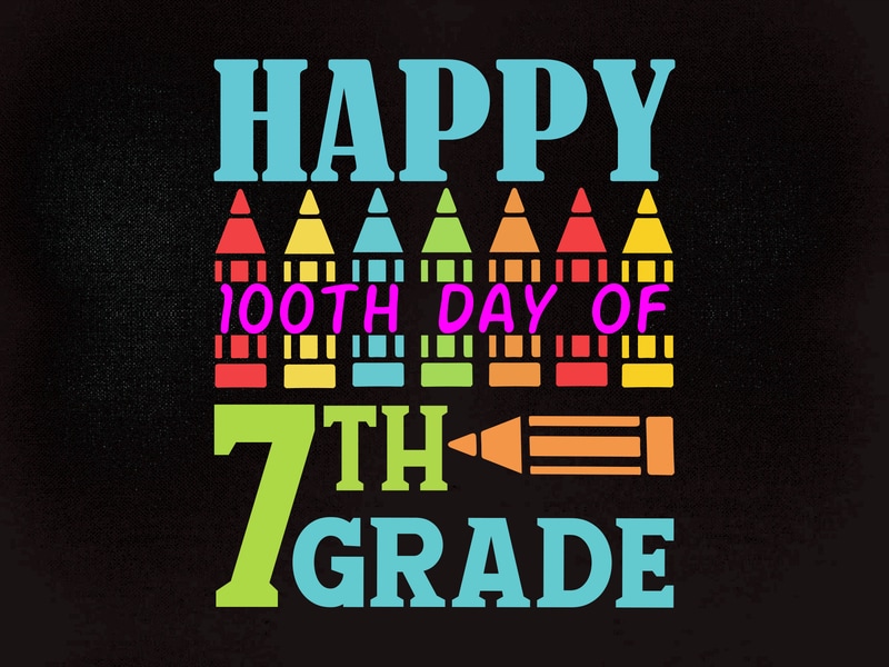 Happy 100th day of 7th grade SVG editable vector t-shirt design ...