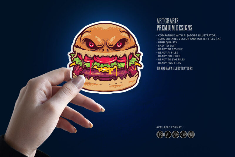 Monster burger terror illustration