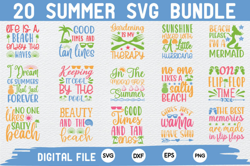 Summer svg bundle t shirt template vector