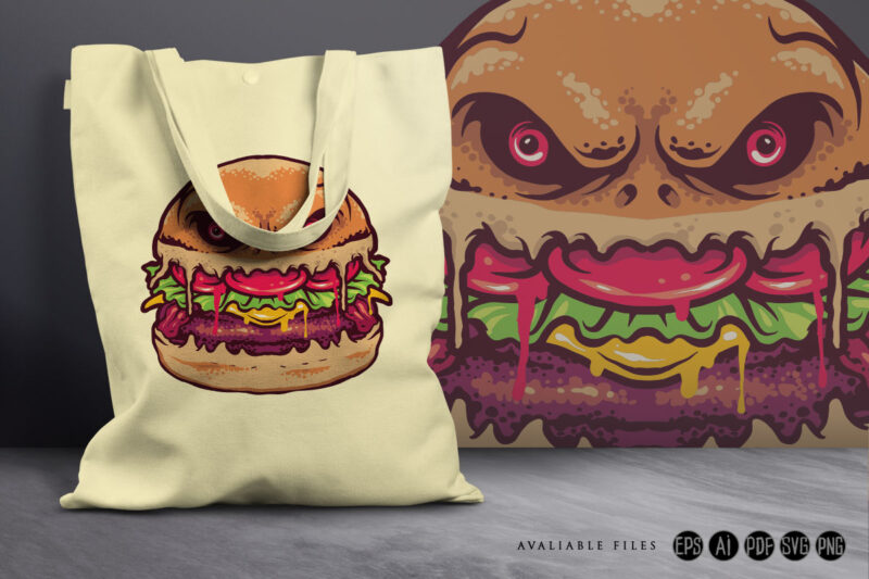 Monster burger terror illustration