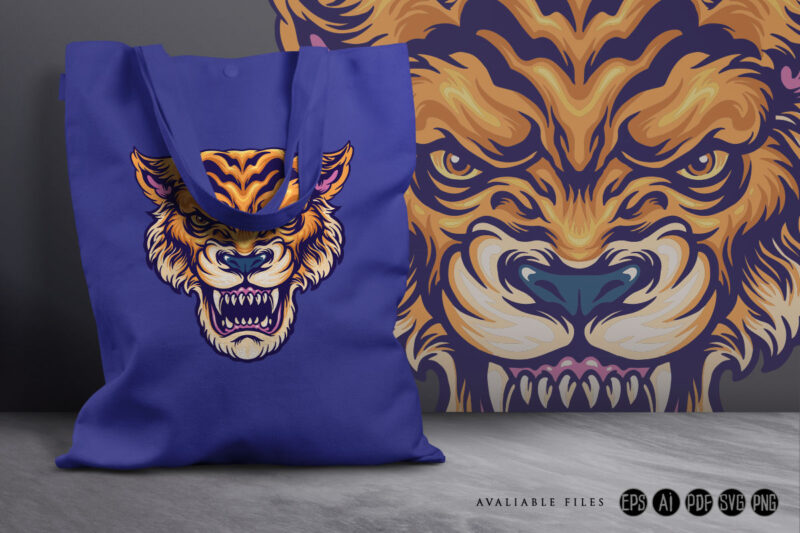 Angry Tiger head illustration