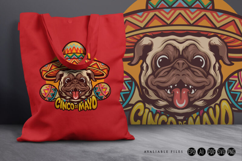 Cute Pug Dog Cinco De Mayo Sombrero Hat Clip Art