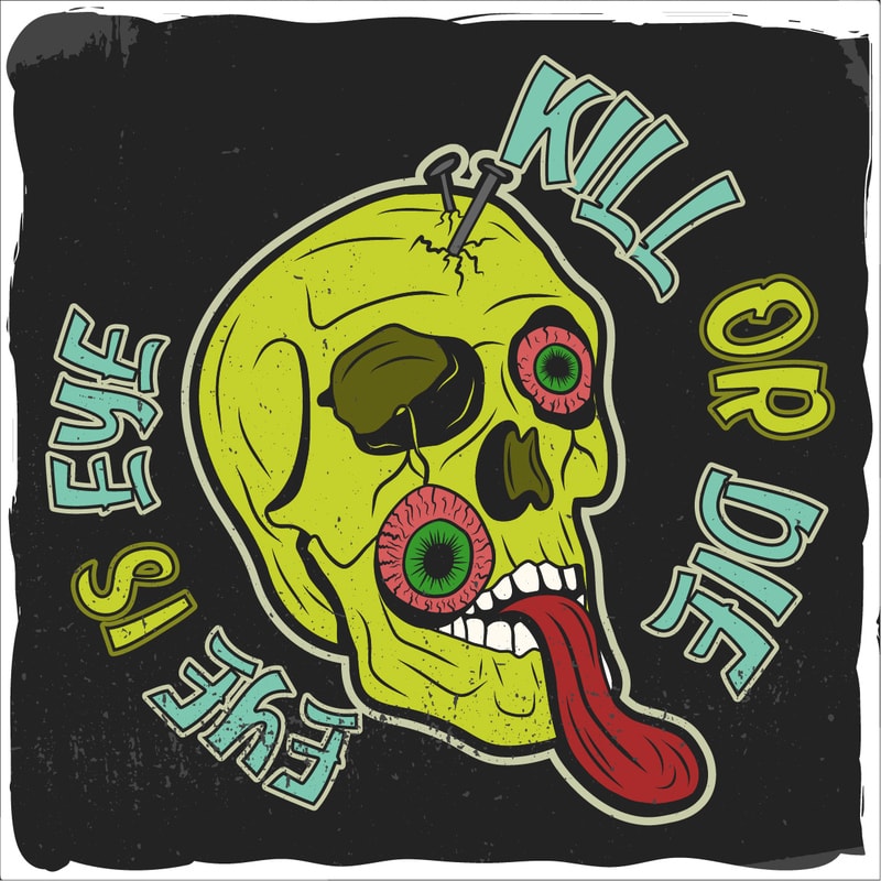 Dead skull with a tongue, t-shirt design - Buy t-shirt designs