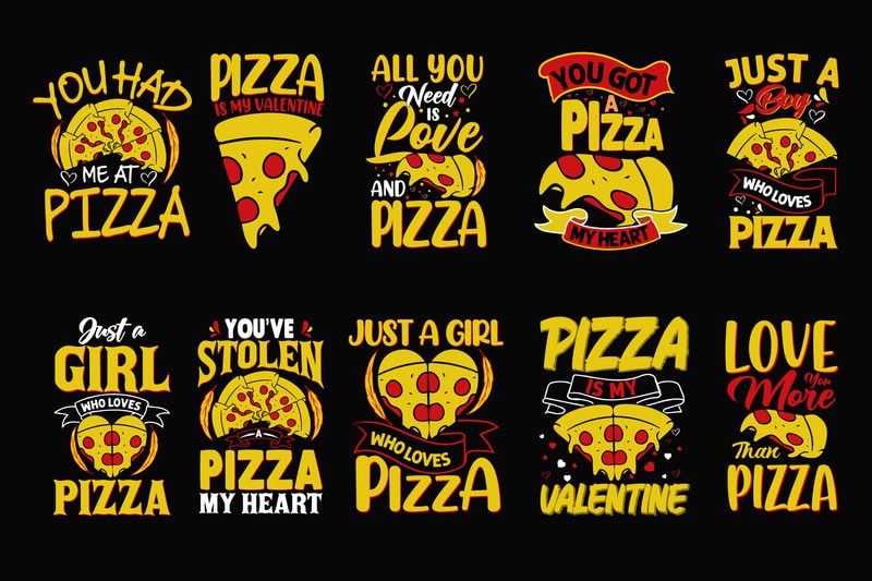 Pizza lover valentines day t shirt design bundle, Pizza t shirt design ...