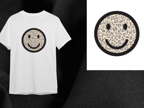 Smile icon leopard pattern print gift diy crafts svg files for cricut, silhouette sublimation files t shirt template vector