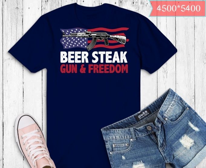 Dad Grandpa US Flag Beer Steak Guns Freedom T-Shirt design svg, Fourth, Fathers Day, Veterans, Memorial, 4th of July,USA American