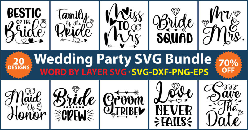 Wedding Party SVG Bundle vol.3