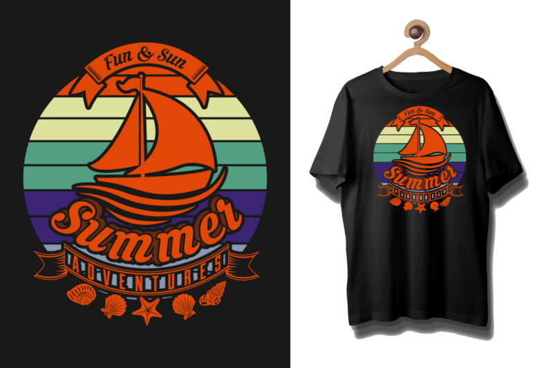 Summer vacation t shirt design bundle, Retro t shirt, Retro vintage t shirt, Retro typography t shirt, Vintage summer t shirt bundle,