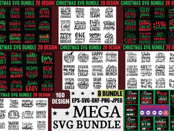 The mega christmas svg bundle t shirt designs for sale 160 design christmas tree light shirt, dear santa shirt print template