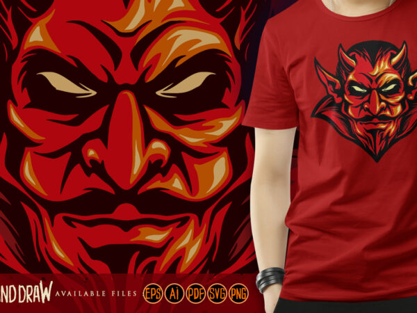 Angry red demon mascot illustrations t shirt vector