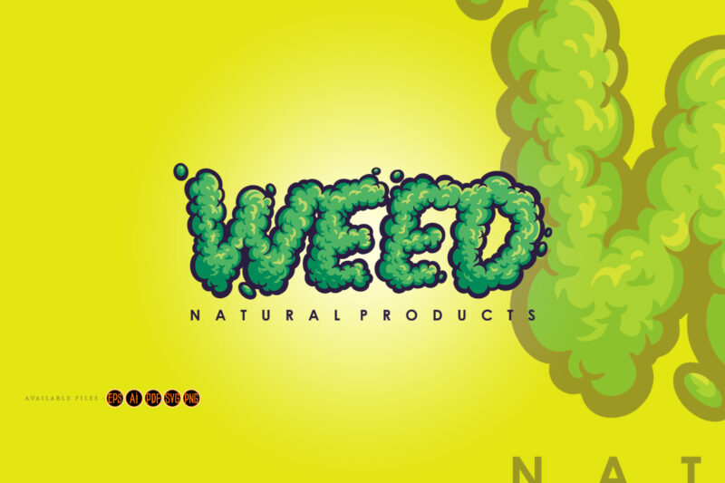 Green Weed Word Lettering Font Cannabis