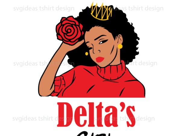 Black deltas girl holding rose diy crafts svg files for cricut t shirt template