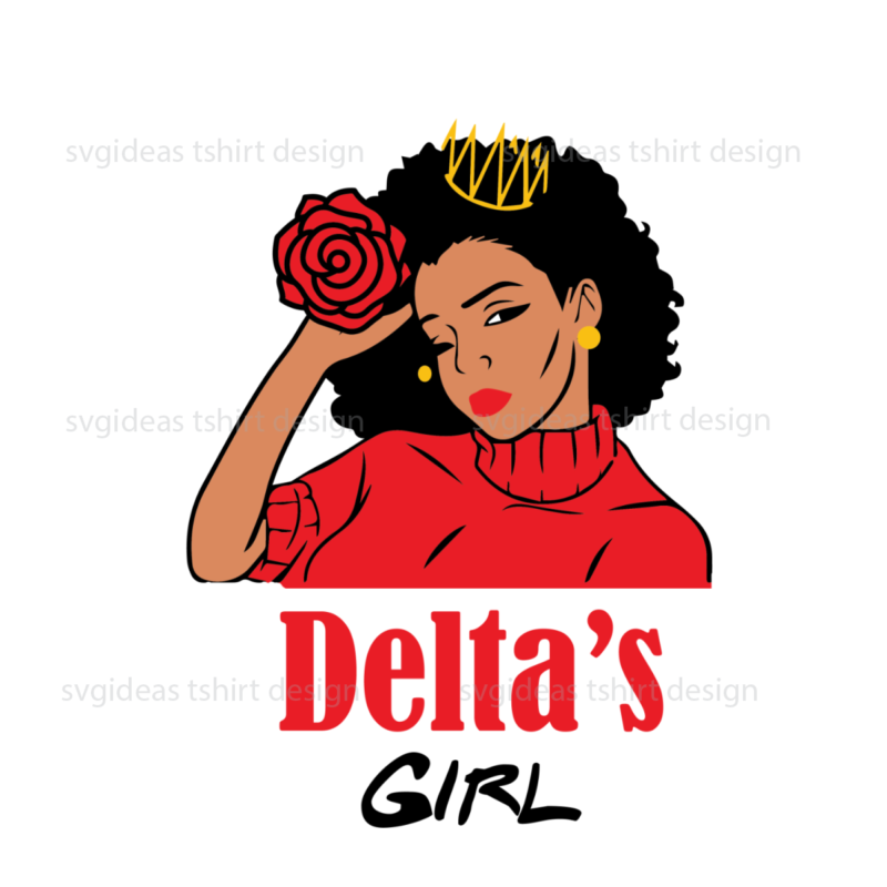 Black Deltas Girl Holding Rose Diy Crafts Svg Files For Cricut