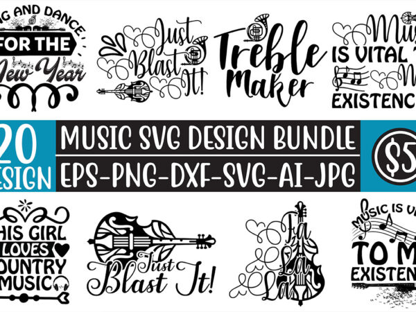 Music svg bundle t shirt designs for sale