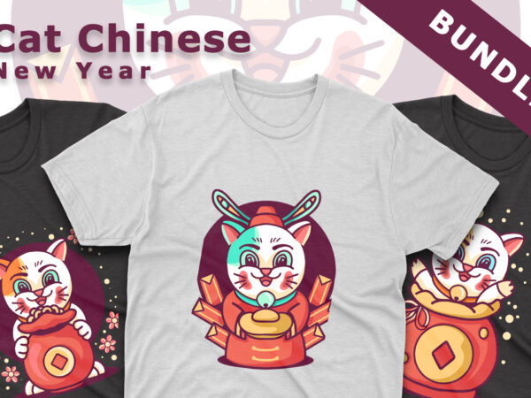 Cat chinese new year bundle t shirt vector file