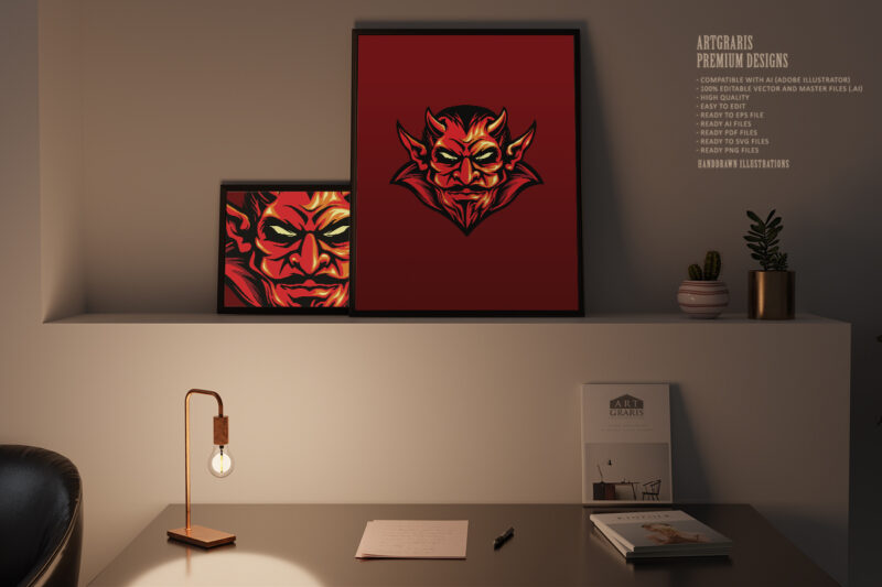 Angry Red Demon Mascot Illustrations