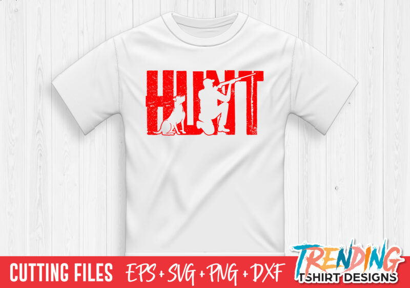 Hunt Man And Dog SVG T-Shirt Design