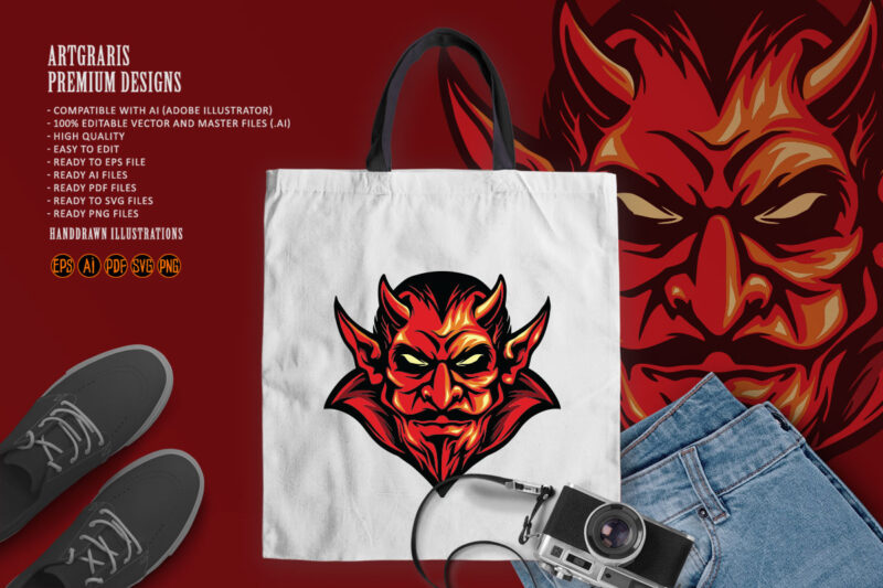 Angry Red Demon Mascot Illustrations