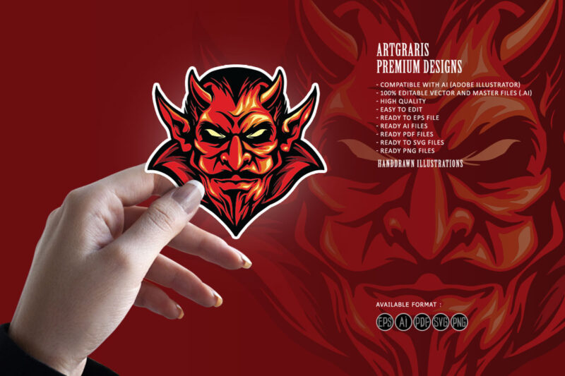 Angry Red Demon Mascot Illustrations