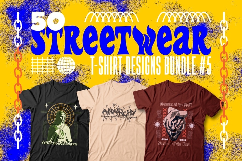 streetwear t-shirt designs bundle vector, urban street style graphic tees -  MasterBundles