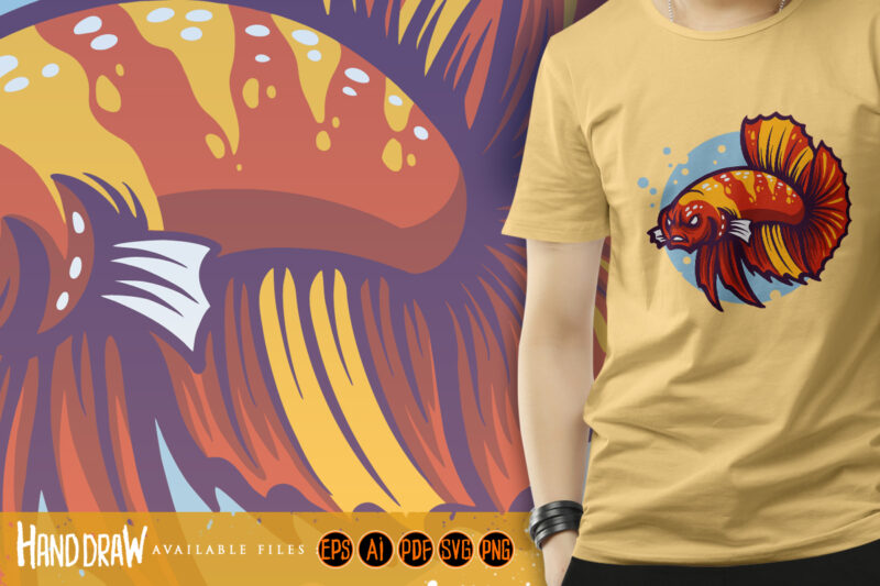 Angry Betta Fish Flaring Logo illustrations