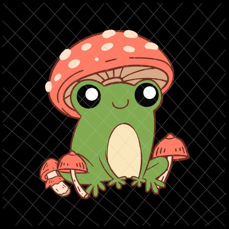 Frog with Mushroom Hat Svg, Cute Cottagecore Aesthetic Svg, Frog ...