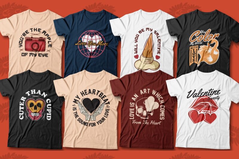 Valentine Quotes T-shirt Designs Bundle, Valentine’s Day Designs Sublimation Bundle, Romantic and Love saying quote for t-shirt