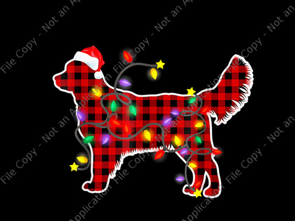 Dog light christmas png, red plaid golden retriever christmas png, dog xmas png, christmas png t shirt vector illustration