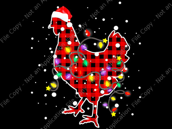 Red plaid buffalo chicken christmas png, chicken christmas png, chicken light png, chicken png, christmas png t shirt design online