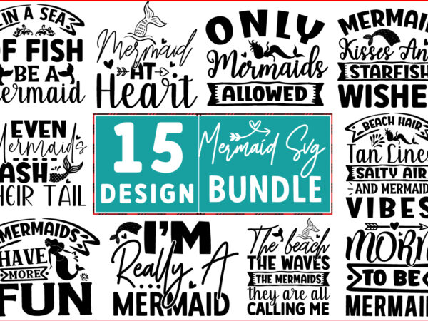 Mermaid svg t shirt design bundle