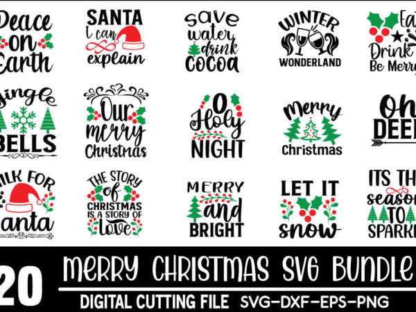 Christmas svg bundle digital download commercial use svg files for cricut silhouette t shirt vector file