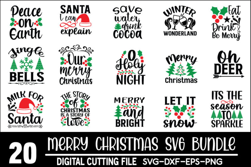 Christmas Svg Bundle digital download commercial use svg files for Cricut Silhouette